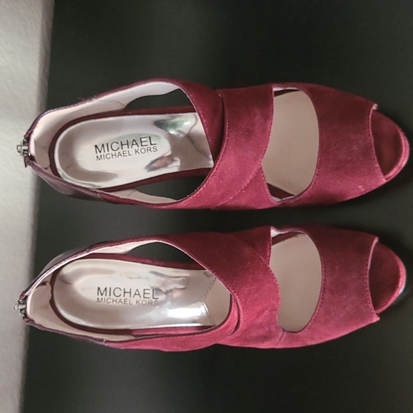 Michael Michael Kors Maroon Suede/leather Heels - Picture 4 of 5